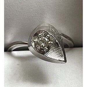 Antique Arts and Crafts Era Signed Lebolt 18K Diamond Ring White Gold Size 5